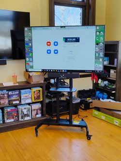 AV Integrators installs a portable video conferencing cart at the Boylston public library.